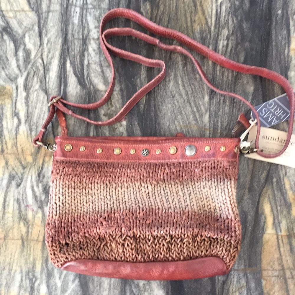 New Woven leather small boho bag Sundance Catalog